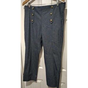 Banana Republic SLOAN Denim Skinny Jeans Nautical Gold Sailor Button Sz 12 Crop